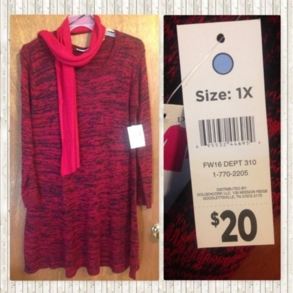 NWT Sweater dress with scarf size 1X